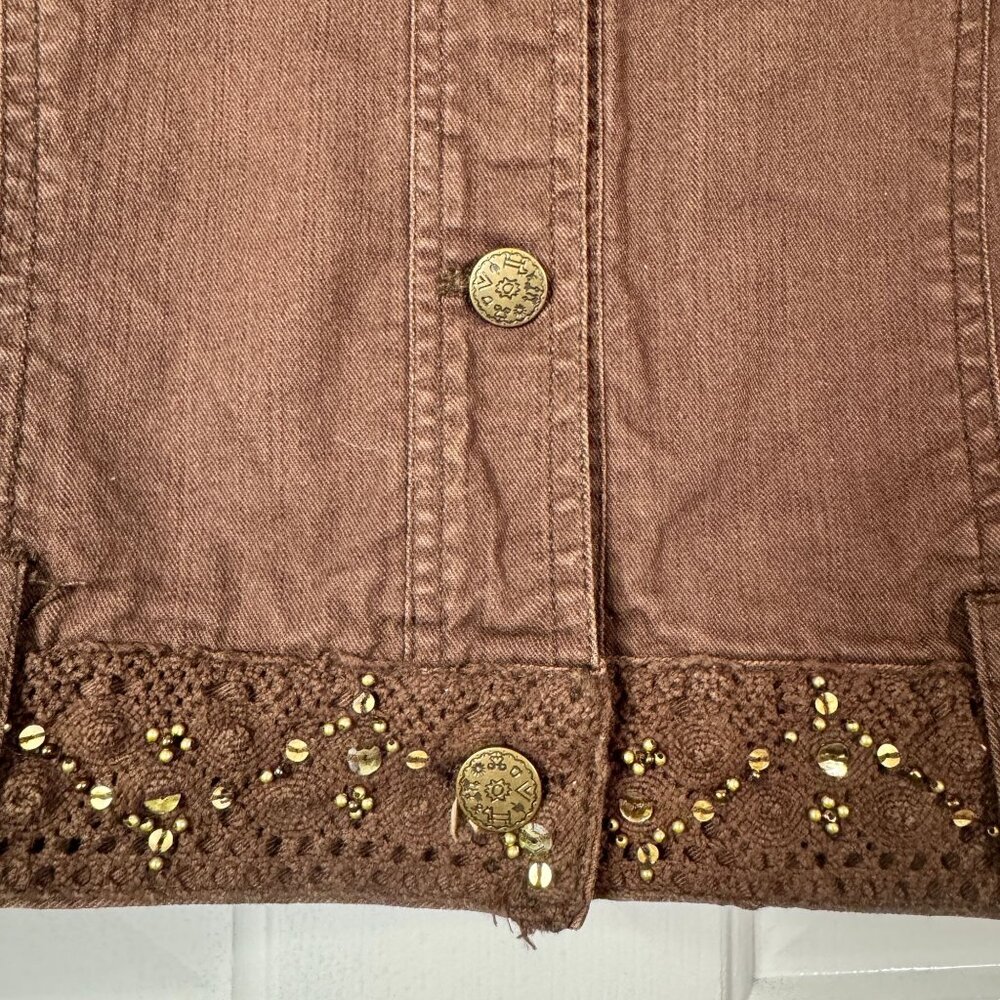 Ruby Rd Brown Embellished Hem Button Up Jacket Si… - image 3